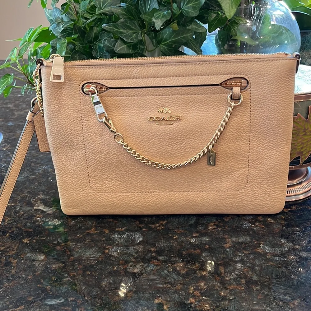 Coach XL wristlet pouch. NWTS golden beige Authentic - Picture 14 of 14
